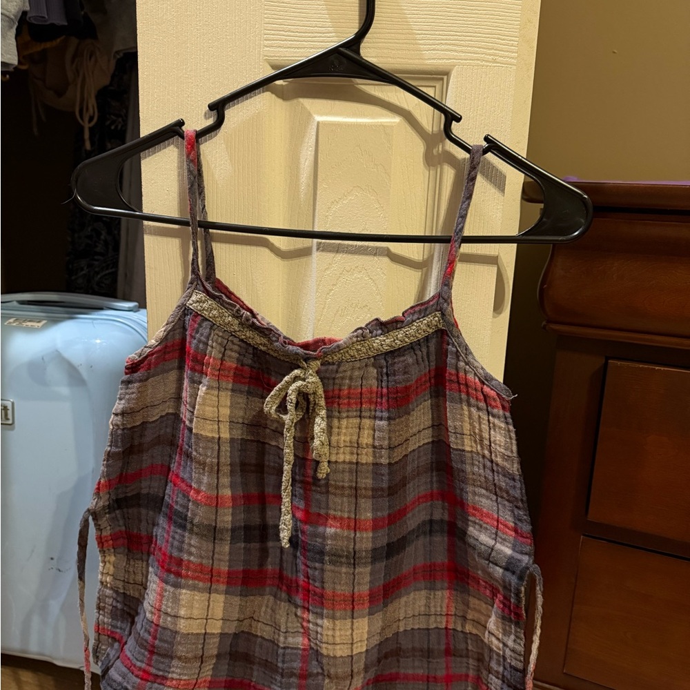 dELiA*s Plaid Cotton Top with Tie Accent
